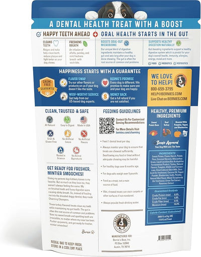 Bernie's Charming Chompers - Daily Dental Chews for Dogs 51-100 Lbs. - 12 Count - Cleans Teeth, Freshens Breath, + Boosts Oral-Gut Microbiome. Easy to Digest, Supports Healthy Digestion Naturally