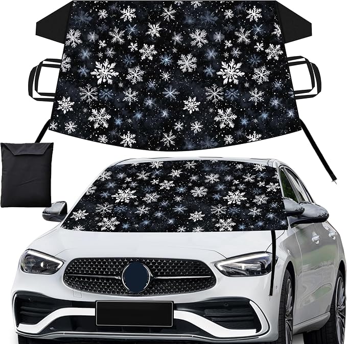 Gven Car Cover Waterproof All Weather Hail Protector Windshield Sun Shade Automotive Exterior Car Accessories Universal Fit for Car, SUV, Truck (Snowflake)