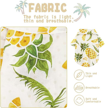Hawaiian Dog Shirt – Lightweight and Breathable Summer T-Shirt with Tropical Prints, Fun Beach Outfit for Small, Medium, and Large Dogs, Perfect for Hot Days and Outdoor Vacation.Pineapple XXL