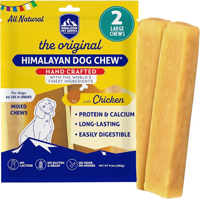 Chicken Yak Cheese Dog Chews, The Better-for-You Chew, 100% Natural Long Lasting, Healthy Dog Treats, Lactose & Grain Free, Protein Rich, for Dogs 65 Lbs & Smaller, 2-Count