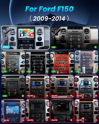 Car Radio for Ford F150 2009-2014: [4Core 64G ROM] 9 inch 1280 * 800 Touch Screen Stereo Head Unit with Wireless Carplay Android Auto GPS Bluetooth WiFi SWC FM RDS Mirror Link Backup Camera