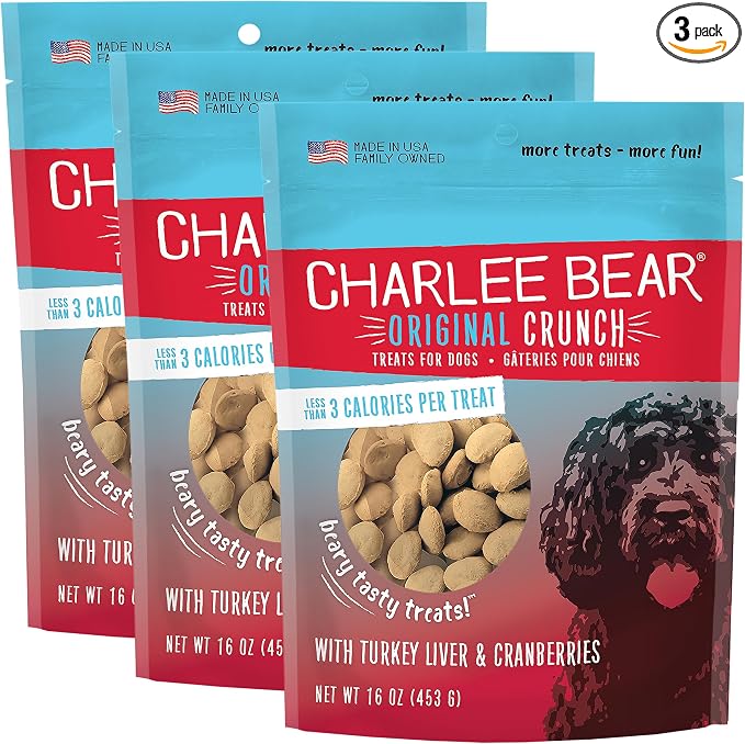 Original Crunch Dog Training Treats, Turkey Liver & Cranberries, 3 Calories Each, Low Calorie Natural Rewards for Puppies to Adult Dogs, Made in USA, 16 oz (3-Pack)