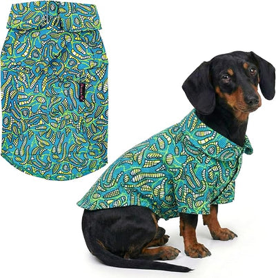 Parisian Pet Tribal Leaves Dog Shirt - Cotton Clothes for Large Dogs - Stylish Tropical Dog Outfit - Lightweight and Soft Puppy Clothes - Trendy Tshirts for Dogs - Comfortable Summer Camp Pet Apparel