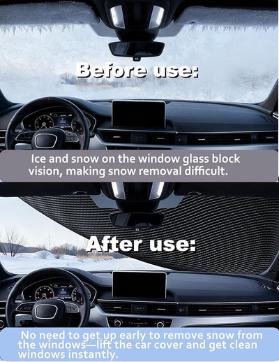 Windshield Snow Cover,Oxford Fabric Winter Frost Cover with Side Window and Rearview Mirror Protector, Extra Large Magnetic Frost Guard Windshield Cover for Most Cars,SUV,Sedan,Truck (Orange)