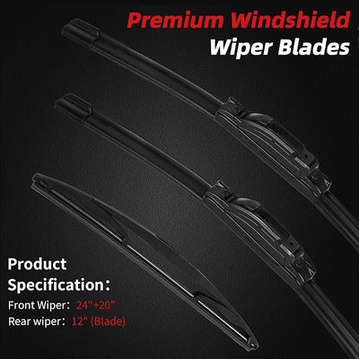 OTUAYAUTO Windshield Wiper Blades Replacement for BMW X5 2014-2018 | All-Weather Performance No Trace Front and Rear Wipers U/JHook 24"+20"+12" (Pack of 3)