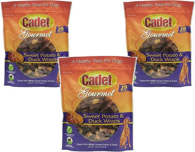 (3 Pack) Cadet Duck and Sweet Potato Dog Treat Wraps, 28 Ounces each