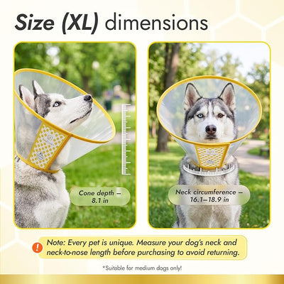 Cone for Dogs to Stop Licking for Post-Grooming Irritations – Adjustable Dog Cone Alternative Prevents Scratching After Surgery – Elizabethan Collar for Medium Dogs – Fits 16.1–18.9 in Necks