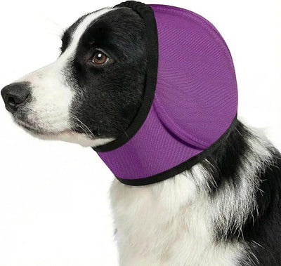 No Flap Ear Wraps for Dogs, Dog Ear Muffs Noise Protection & Anxiety Relief, Quiet Ears Cover Headband Waterproof Ear Protector for Fireworks Grooming Swimming Bathing, Grey M