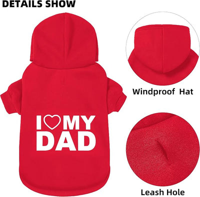 Dog Sweater Dog Hoodie Cold Weather Coat Hooded Sweatshirt for Puppies,Cats, Small Medium Large Dogs (Red(I Love My Dad), Large/X-Large)