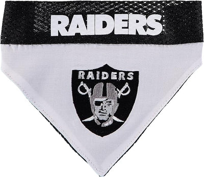 Pets First NFL DOG BANDANA - LA RAIDERS REVERSIBLE PET BANDANA. 2 Sided Sports Bandana with a PREMIUM Embroidery TEAM LOGO, Small/Medium. - 2 Sizes & 32 NFL Teams available, Los Angeles Raiders