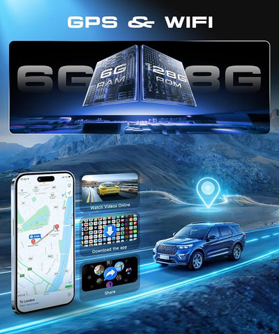 8 Core 6G+128G Android Car Stereo for Honda CRV 2007-2011 with Wireless CarPlay Android Auto, 9” Touchscreen Car Radio Mirror Link GPS WiFi Bluetooth FM RDS DSP EQ SWC Backup Camera