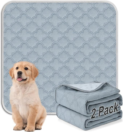 FunFurry Washable Pee Pads for Dogs - 2 Pack Reusable Pee Pads with Dog Paw Shape Non-Slip Backing (Light Grey, 36" X 36")
