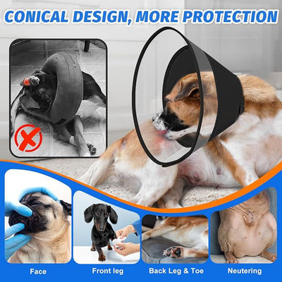 Dog Cone Collar with Soft Liner to Stop Licking, Elizabeth Recovery Collar After Surgery for Large Medium Dogs, Comfortable Pet Head Cone Alternative for Neutering Spay Injury (XS)
