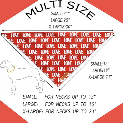 Realeaf Valentine's Day Dog Bandanas 2 Pack, Triangle Reversible Love Pet Scarf for Boy and Girl, Premium Durable Fabric, Holiday Mothers Day Bandana for Medium and Large Dogs (Large)
