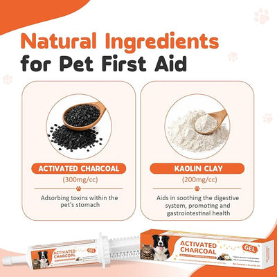 Activated Charcoal Paste for Dogs & Cats – 60 ml First Aid for Pet Poison Emergency, Toxin Absorber for Digestive Health, Easy-Use Paste for Puppy & Kitten, Home & Travel Essential