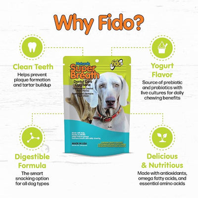 Fido Super Breath Dental Care Bones for Dogs, Medium - 8 Count, Pack of 3 - Fresh Breath Dog Dental Treats for Medium Dogs - Plaque & Tartar Control - Made in USA - 24 Total
