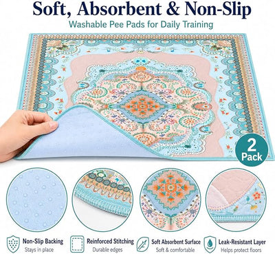 Washable Pee Pads for Dogs, 36"x36" 2 Pack Reusable Puppy Pads Pet Training Pads, Super Absorbent, 100% Waterproof Dog Pee Pads, Whelping, Housebreaking, Incontinence, for Playpen