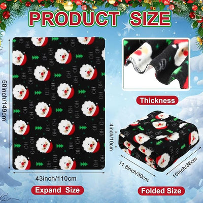 Tuanse 58 x 43 Inches 12 Volt Heated Car Blanket Plug in Portable Car Electric Blanket with Cigarette Lighter, Temperature Controller and Storage Bag for Rv Truck Traveling(Black,Santa Claus)