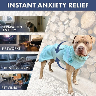 Spark Paws Anxiety Relief Vest for Dogs – Gentle Compression Dog Anxiety Suit, Calming Wrap for Separation Anxiety, Thunder, Fireworks, Suitable for Small Medium and Large Breeds - Teal - Size S