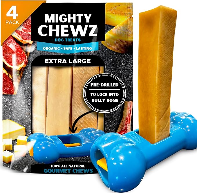 Yak Chew Holder Pack, Extra Large (4 Pieces) - Includes Yak Cheese Holder for Safe, Secure and Smarter Chewing. Also a Bully Stick Holder Too!