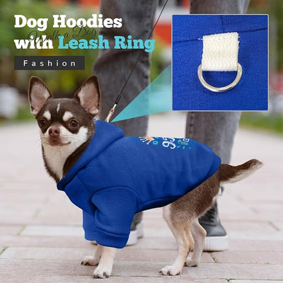 ABRRLO Small Dog Hoodie Clothes Cute Blue Prince Fleece Dog Sweater for Small Dogs Cats Boy Warm Puppy Sweatshirt with Leash D Ring Fall Winter XS Pet Doggy Outfit Chihuahua Yorkie Shihtzu(Blue,S)