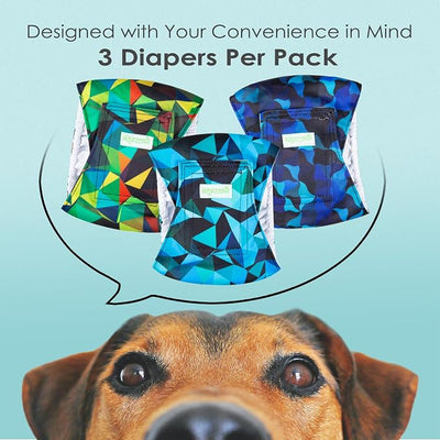 wegreeco Washable Male Dog Belly Band (Stylish Pattern)- Pack of 3 - Male Dog Belly Wrap, Dog Diapers Male (Abstract Geometrical Blue, XX-Large)