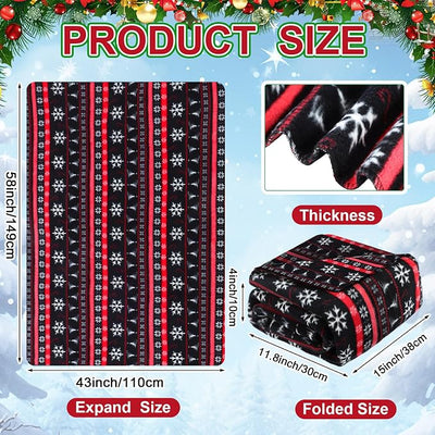 Tuanse 58 x 43 Inches 12 Volt Heated Car Blanket Plug in Portable Car Electric Blanket with Cigarette Lighter, Temperature Controller and Storage Bag for Rv Truck Traveling(Red Black,Snowflakes)
