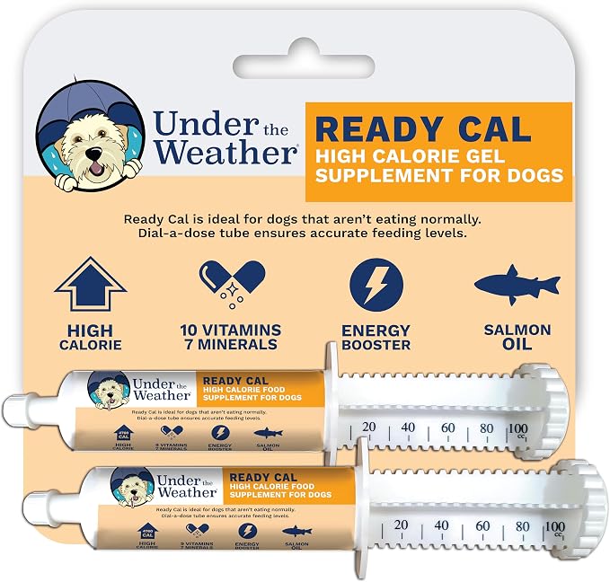 Pet | Ready Cal for Dogs 100cc | High Calorie Supplement | Dog Weight Gainer and High Calorie Booster | 10 Vitamins, 7 Minerals & Omega Fatty Acids (2 Pack)