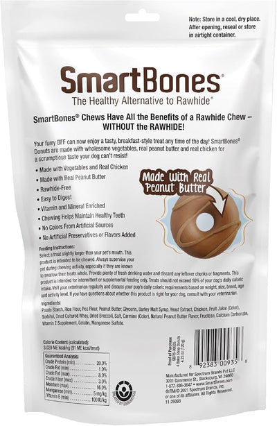 SmartBones Bake Shop Donuts with Peanut Butter, Treat Your Dog to Rawhide-Free Chews, 4 Count (Pack of 2)