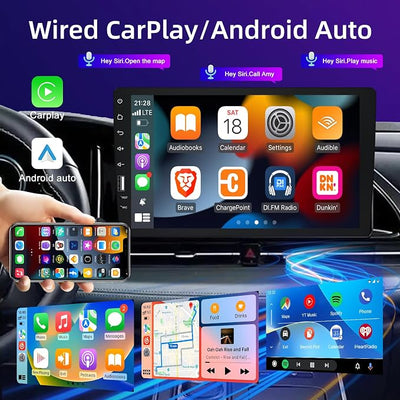 9inch Single Din Touchscreen Car Stereo Compatible with Apple Carplay and Android Auto, Bluetooth Car Radio with Backup Camera