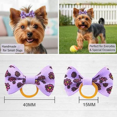 QingHan Puppy Dog Hair Bows: with Rubber Bands Small Pet Grooming Girl Doggy Accessories Gifts 60pcs (30 Pairs)