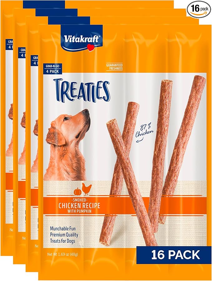 Treaties Dog Treat, Smoked Chicken Recipe with Pumpkin, Value-Pack, 16 Count
