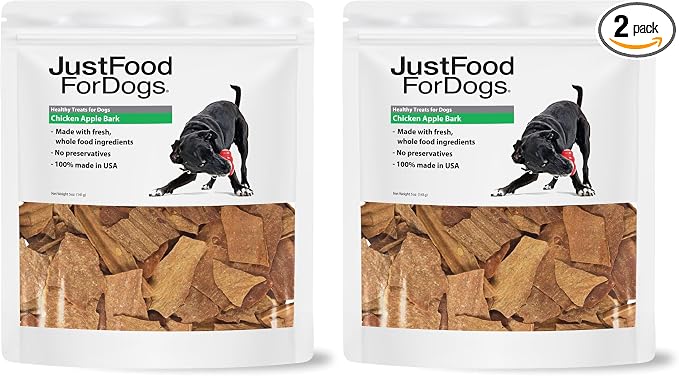 Limited Ingredient Healthy Dog Treats and Dog Snacks, Jerky Treats, Human Grade, Preservative Free, Rawhide Free Chews, Low Calorie Treat - Chicken Apple Bark, 5 oz (Pack of 2)