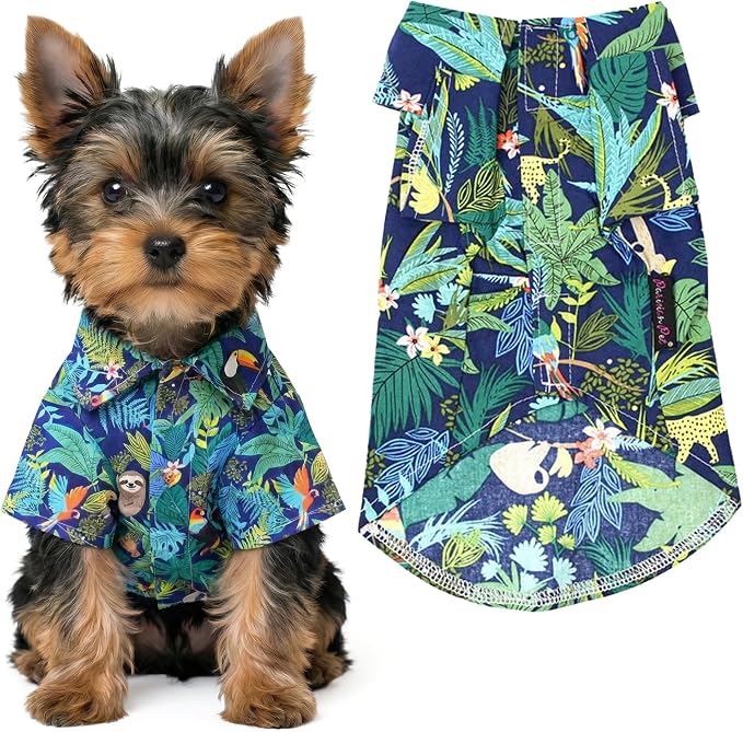 Amazonia Dog Shirt - Cotton Clothes for Small Dogs - Stylish Tropical Dog Outfit - Lightweight and Soft Puppy Clothes - Trendy Tshirts for Dogs - Comfortable Summer Pet Apparel