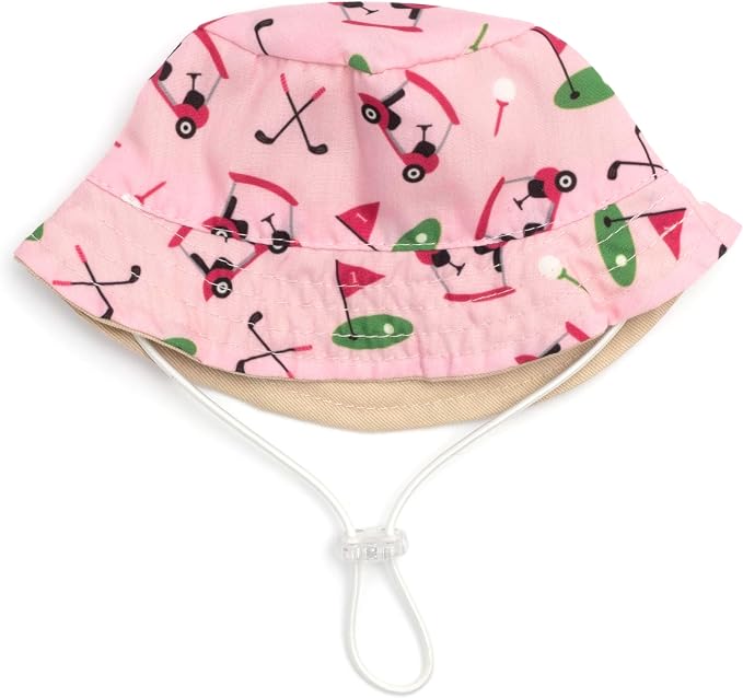 THE WORTHY DOG Golf Bucket Hat for Dogs – Lightweight Pet Sun Hat with Adjustable Chin Strap, Soft Brim & Bright Colors - Pink, X-Large