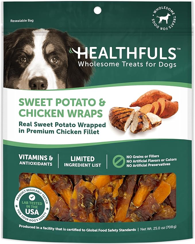 Chicken-Wrapped Sweet Potato Treats, 25 oz - Healthy, Protein Rich Treats for Dogs - Long Lasting Dog Chews