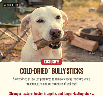 Natural Farm Cold-Dried™ Bully Sticks 6 Inch (5 Count) – Odor Free, High Protein Dog Chews – 100% Beef Pizzle, Single Ingredient.