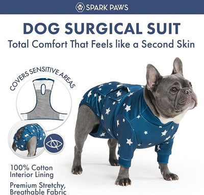 Spark Paws Dog Surgery Recovery Suit – Dog Recovery Suit After Surgery, Anti-Lick Dog Onesie, Abdominal Wound Protector, Soft Cone Alternative for Spay Neuter Male Female Pet Recovery - Stars - 3XL