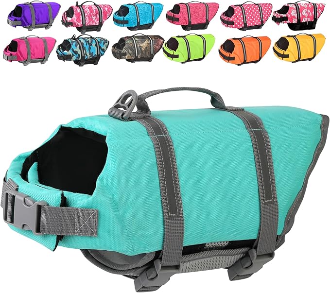 Doglay Dog Life Jacket, Dog Life Vest for Swimming Boating, Adjustable Puppy Life Jacket with Reflective Stripes, Superior Buoyancy Dog Swimming Vest for Small Medium and Large Dogs