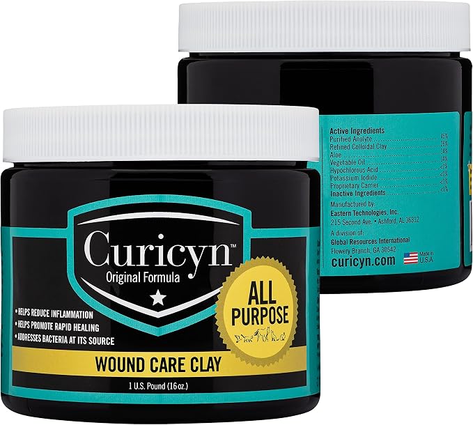 Animal Wound Care Clay 16oz. - Vet-Approved Natural Skin Ointment For Dog, Cat, Horse, and Other Livestock - Bentonite Clay with Aloe Treatment - Gentle No Sting Fast-Acting Formula