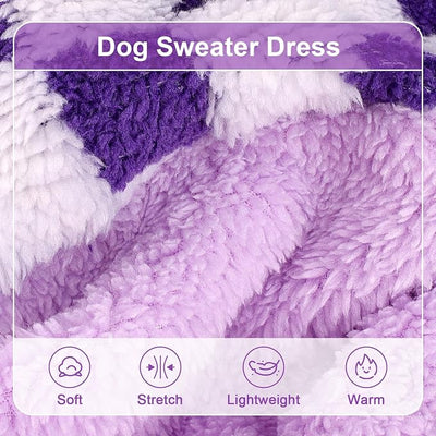 Sebaoyu Turtleneck Dog Pajamas for Small Dogs, Fleece Sweater, Winter Cute Tiny Clothes Outfit Puppy Pet Jumpsuits Chihuahua Yorkie Cat Clothing(Plaid Purple,XX-Small)