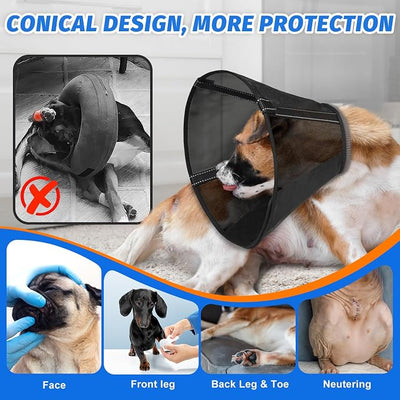 Breathable Mesh Dog Cone Collar for Surgery, Soft Elizabethan Recovery Alternative to Stop Licking,Pet Neck Collar for Large Medium Small Breeds, XL