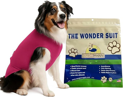 SurgiSnuggly Veterinary Invented Dog Surgical Recovery Suit for Female Spay or Male Dogs Neuters,Cone Alternative, Dog Onesie Bodysuit for After Surgery for Small, Medium, Large Dogs Pi XLS