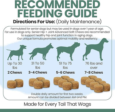 Glucosamine for Dogs Hip and Joint Supplement - 60 Soft Chews for Senior Dogs with Glucosamine, Chondroitin, MSM, and Omegas - For Mobility, Cartilage, and Joint Health - Peanut Butter Flavor