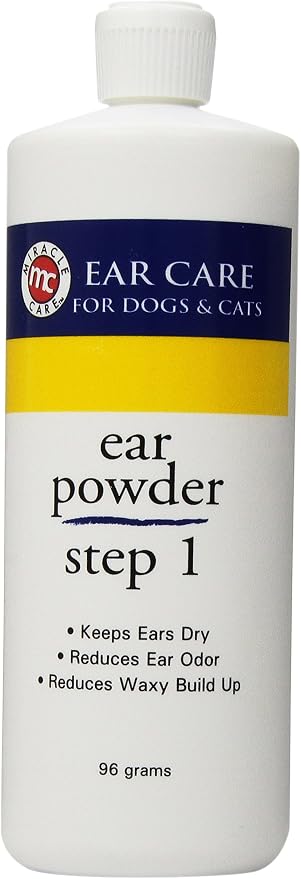 Ear Powder for Dogs and Cats, 96 Grams, Aids Hair Removal from Ear Canal, Keeps Ears Dry, Reduces Odor and Waxy Build Up