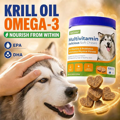 Dog Multivitamin Soft Chews — Glucosamine, Probiotics & Omega 3 for Hip & Joint Support, Skin & Coat, Immune & Digestive Health — Senior Dog Vitamins for All Breeds, Chicken Flavor, 15 Count