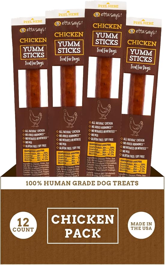 Yumm Sticks - Real Meat Chicken Dog Jerky Treats - Human Grade - Made in The USA (12 Count Pack of 1)