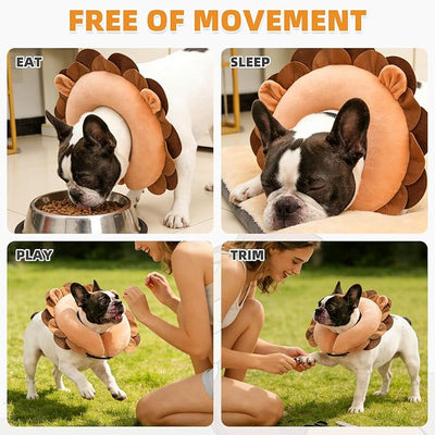 KOOLTAIL Inflatable Dog Cone Collar, Soft Donut E Collar for Dogs After Surgery to Stop Licking Enhanced Alternative, Blow Up Pet Neck Pillow Recovery Adjustable Cone for Dog Cat, Upgrade Size,Lion XL
