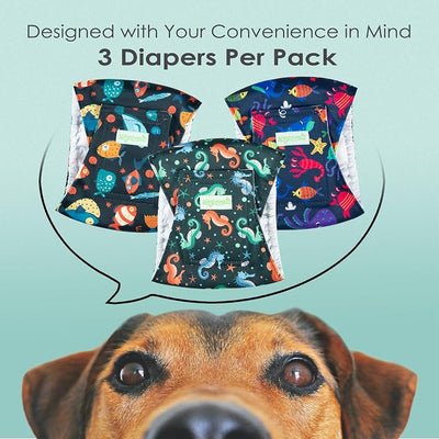 wegreeco Washable Male Dog Belly Band (Stylish Pattern)- Pack of 3 - Male Dog Belly Wrap, Dog Diapers Male (Marine Horse, Medium)