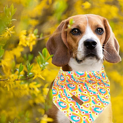 Lionheart glory Dog Bandana Dog Kerchief 1 Pack Washable Soft Comfortable Dog Scarf, Square Adjustable Girl or Boy Flowers Spring Summer Dog Bandanas for Small Dogs
